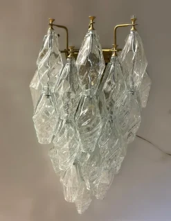 Clearance Pamono Italian Murano Glass Polygon Sconces, Set of 2