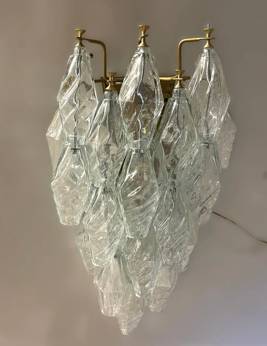 Clearance Pamono Italian Murano Glass Polygon Sconces, Set of 2