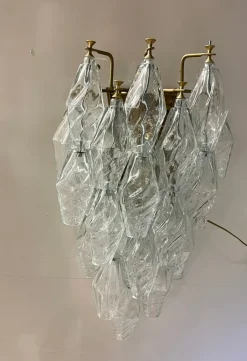 Clearance Pamono Italian Murano Glass Polygon Sconces, Set of 2
