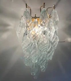Clearance Pamono Italian Murano Glass Polygon Sconces, Set of 2