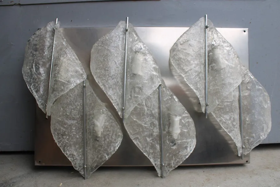 Clearance Pamono Italian Murano Glass Wall Lamp from Mazzega, 1970s