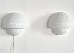Clearance Pamono Italian Murano Swirl Glass Mushroom Wall Sconces from De Majo, 1970s, Set of 2