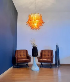Hot Pamono Italian Murano Three-Tier 48 Amber Felci Glass Chandelier, 1990s