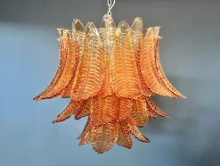 Hot Pamono Italian Murano Three-Tier 48 Amber Felci Glass Chandelier, 1990s