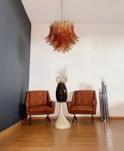 Hot Pamono Italian Murano Three-Tier 48 Amber Felci Glass Chandelier, 1990s