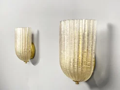 Sale Pamono Italian Murano Wall Lamps from Barovier & Toso, 1970s, Set of 2