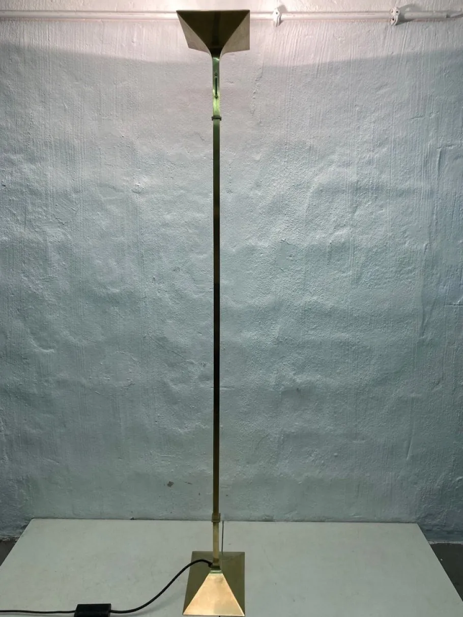 Clearance Pamono Italian New Society Floor Lamp in Brass, 1980s