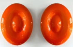 Clearance Pamono Italian Orange Murano Glass Candy Sconces by Vistosi, 2000s, Set of 2