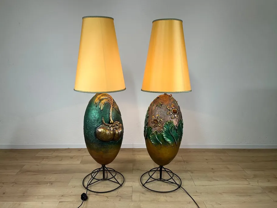 Online Pamono Italian Painted Terracotta Lamps, 1980s, Set of 2