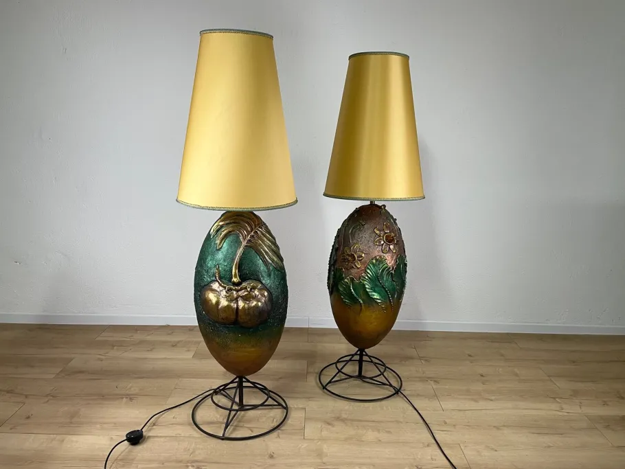 Online Pamono Italian Painted Terracotta Lamps, 1980s, Set of 2