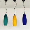 New Pamono Italian Pendant Lamp Set in Murano Frosted Glass by De Majo Murano, 1970s, Set of 3