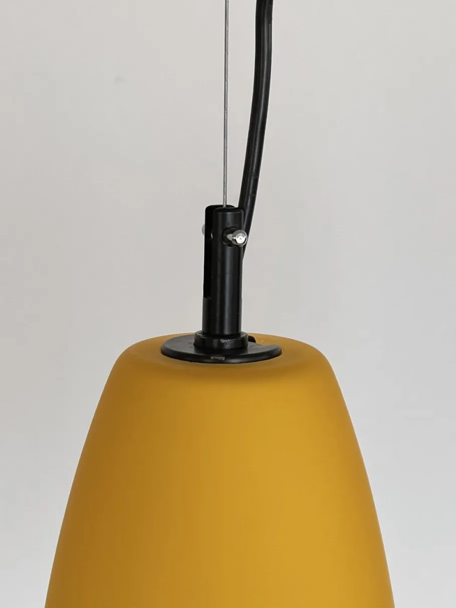 New Pamono Italian Pendant Lamp Set in Murano Frosted Glass by De Majo Murano, 1970s, Set of 3