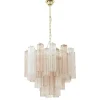 Discount Pamono Italian Pink and Clear Glass Suspension Lamp, 1990s