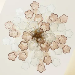 Discount Pamono Italian Pink and Clear Glass Suspension Lamp, 1990s