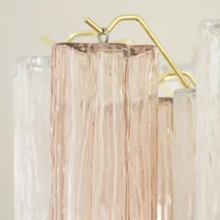 Discount Pamono Italian Pink and Clear Glass Suspension Lamp, 1990s