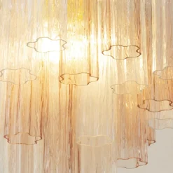 Discount Pamono Italian Pink and Clear Glass Suspension Lamp, 1990s