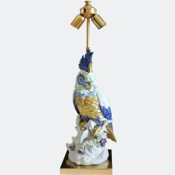Discount Pamono Italian Porcelain Cockatoo Lamp with Shade from Artistiche Firence, 1970s