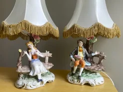 Online Pamono Italian Porcelain Dresden Style Romantic Figural Table Lamps by Capodimonte, 1930s, Set of 2