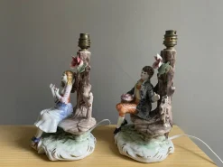 Online Pamono Italian Porcelain Dresden Style Romantic Figural Table Lamps by Capodimonte, 1930s, Set of 2