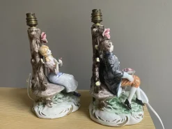 Online Pamono Italian Porcelain Dresden Style Romantic Figural Table Lamps by Capodimonte, 1930s, Set of 2