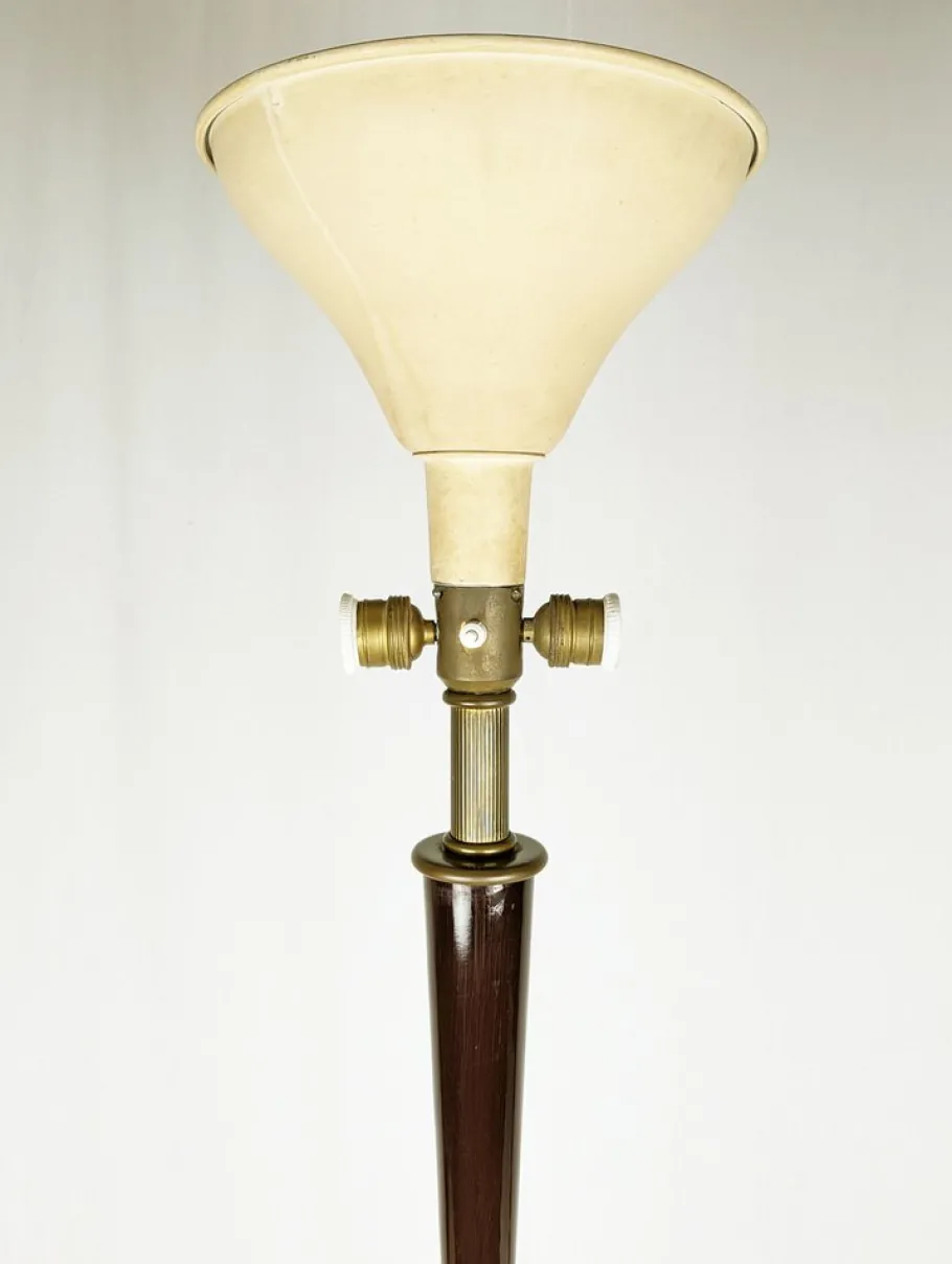 Best Pamono Italian Purple Wood and Brass Floor Lamp from Arredoluce, 1940s