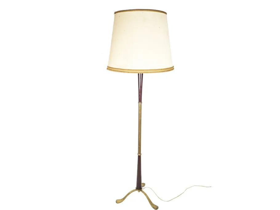 Best Pamono Italian Purple Wood and Brass Floor Lamp from Arredoluce, 1940s