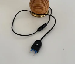 Hot Pamono Italian Rattan Table Lamp with Brass Details from Vivai del Sud, 1970s