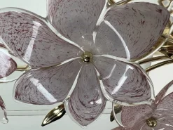 Online Pamono Italian Regency Pink Flower Murano Glass Table Lamps, 1980s, Set of 2