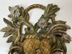 Online Pamono Italian Renaissance Style Carved Painted Wood Sconce or Wall Light, 1950s