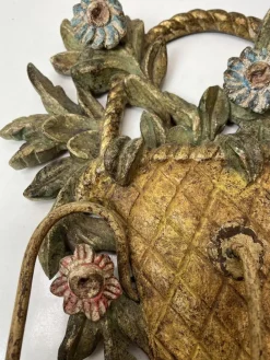 Online Pamono Italian Renaissance Style Carved Painted Wood Sconce or Wall Light, 1950s