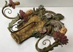 Online Pamono Italian Renaissance Style Carved Painted Wood Sconce or Wall Light, 1950s