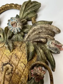 Online Pamono Italian Renaissance Style Carved Painted Wood Sconce or Wall Light, 1950s