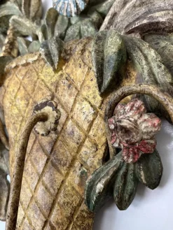 Online Pamono Italian Renaissance Style Carved Painted Wood Sconce or Wall Light, 1950s