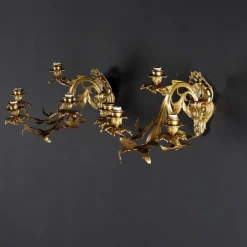 Best Pamono Italian Rococo Bronze Wall Lights, Set of 2