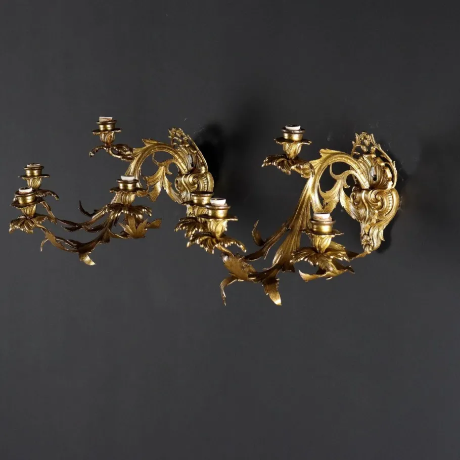 Best Pamono Italian Rococo Bronze Wall Lights, Set of 2