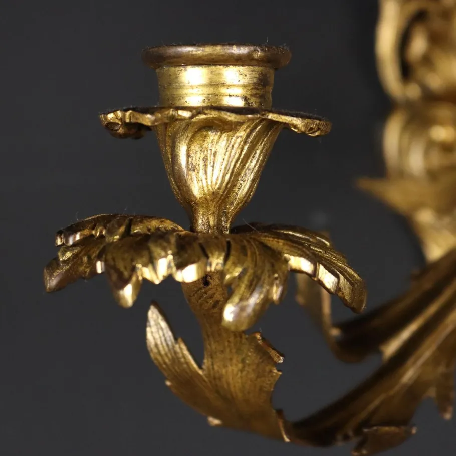 Best Pamono Italian Rococo Bronze Wall Lights, Set of 2