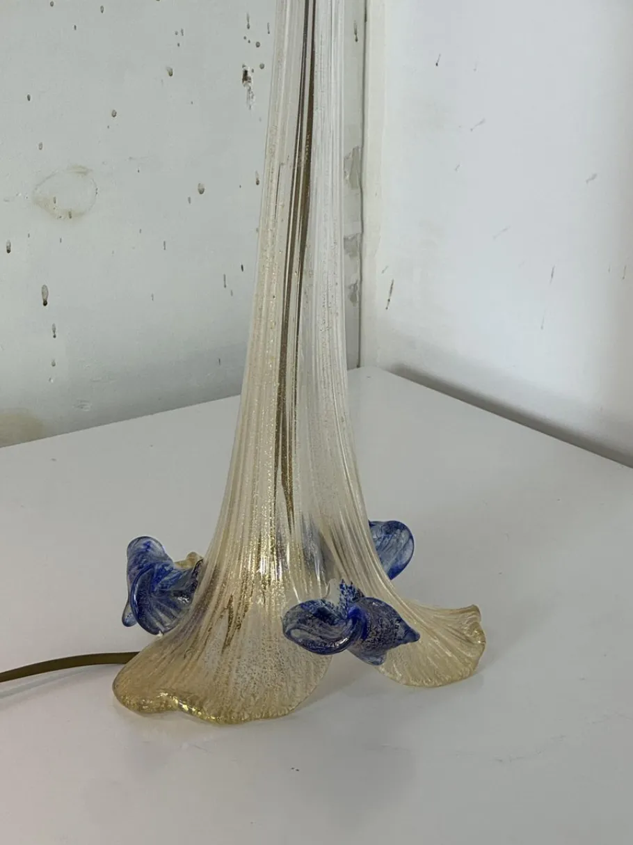 New Pamono Italian Romantic Murano Glass Table Lamps, 1980s, Set of 2