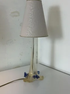 New Pamono Italian Romantic Murano Glass Table Lamps, 1980s, Set of 2