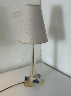 New Pamono Italian Romantic Murano Glass Table Lamps, 1980s, Set of 2