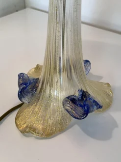 New Pamono Italian Romantic Murano Glass Table Lamps, 1980s, Set of 2