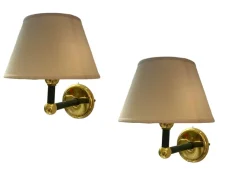 Clearance Pamono Italian Sconces in Brass and Olive Green, 1980s, Set of 2