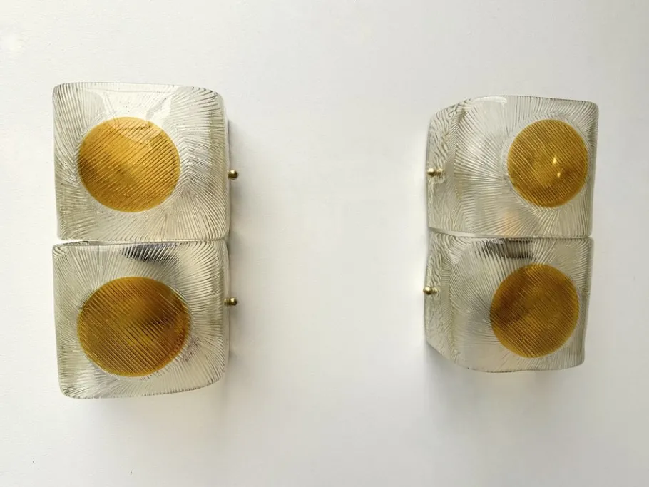 Discount Pamono Italian Sconces in Murano Glass from Mazzega, 1970s, Set of 2