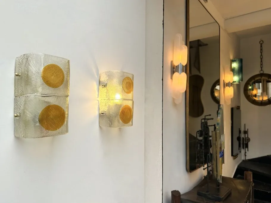 Discount Pamono Italian Sconces in Murano Glass from Mazzega, 1970s, Set of 2