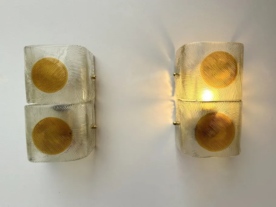 Discount Pamono Italian Sconces in Murano Glass from Mazzega, 1970s, Set of 2