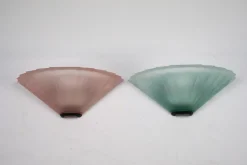 Hot Pamono Italian Sconces in Thick Pink and Green Murano Glass by De Majo, 1980s, Set of 2