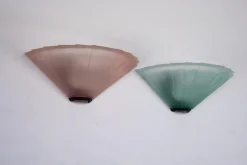Hot Pamono Italian Sconces in Thick Pink and Green Murano Glass by De Majo, 1980s, Set of 2