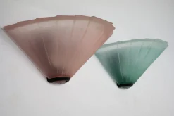 Hot Pamono Italian Sconces in Thick Pink and Green Murano Glass by De Majo, 1980s, Set of 2