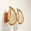 Online Pamono Italian Sculptural Wall Lamps in Rattan, 1960s-1970s, Set of 2