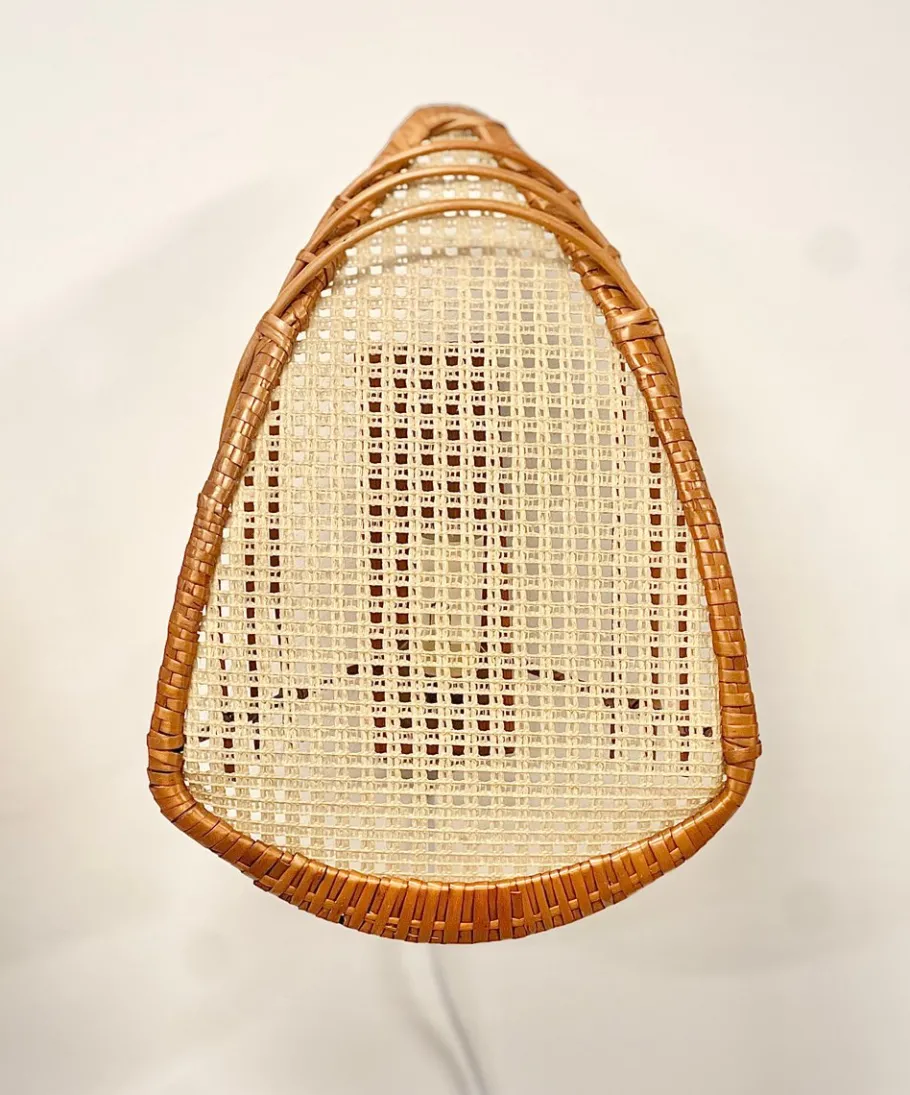 Online Pamono Italian Sculptural Wall Lamps in Rattan, 1960s-1970s, Set of 2