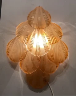 New Pamono Italian Shell Glass Sconces, 1980s, Set of 2
